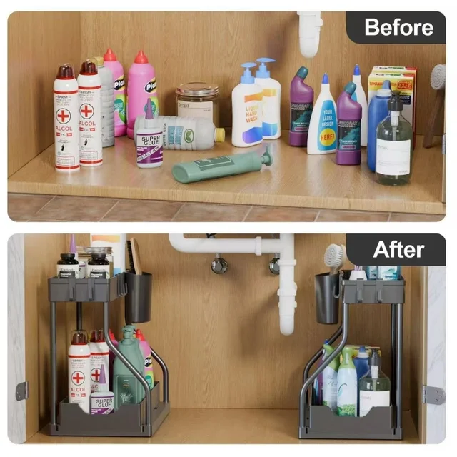 2-Tier Under Sink Sliding Cabinet Organizer 2