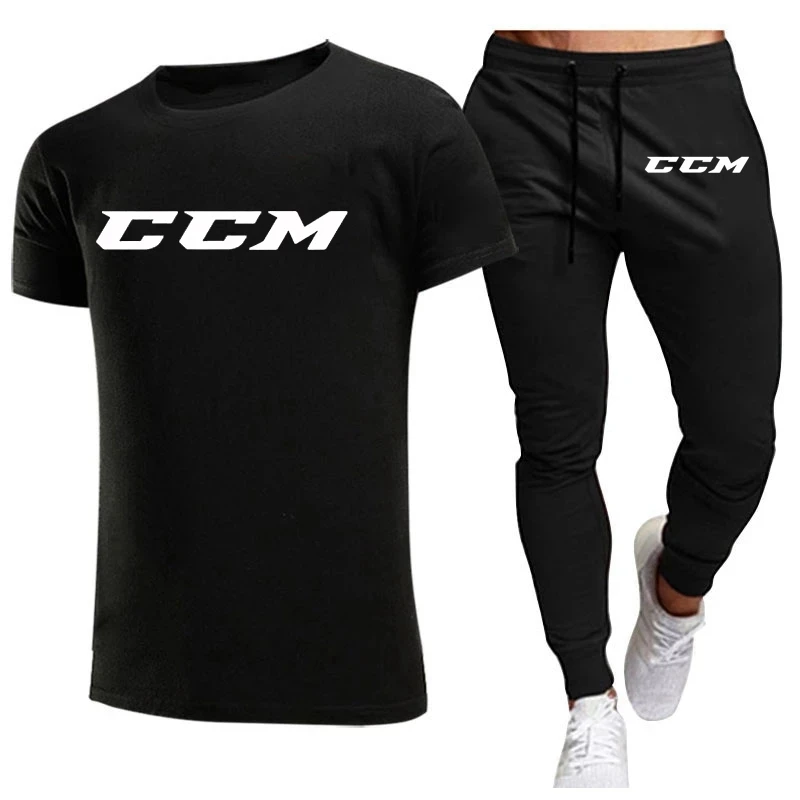 

2024 Men's new casual fashion CCM Sportset Summer men's short sleeve T-shirt + fitness jogging pants