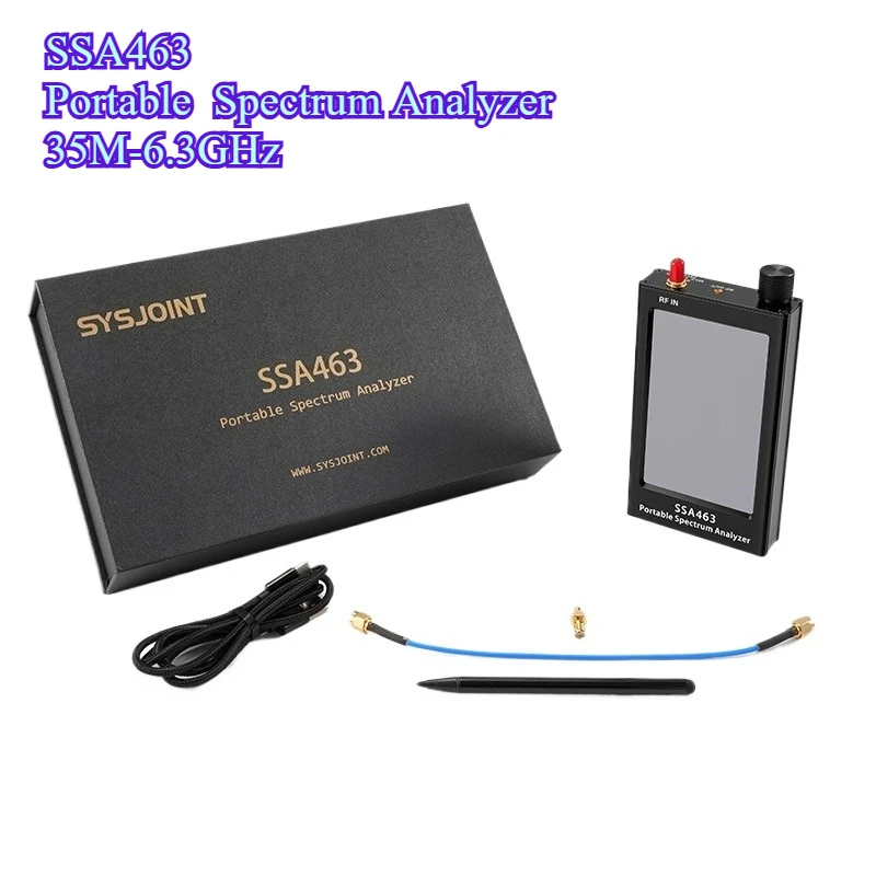 SSA463 휴대용 35MHz-6.3GHz 고정밀 스펙트럼 분석기 2MHz/250kHz/15kHz 전환 가능 RBW, 4.3인치 화면 탑재