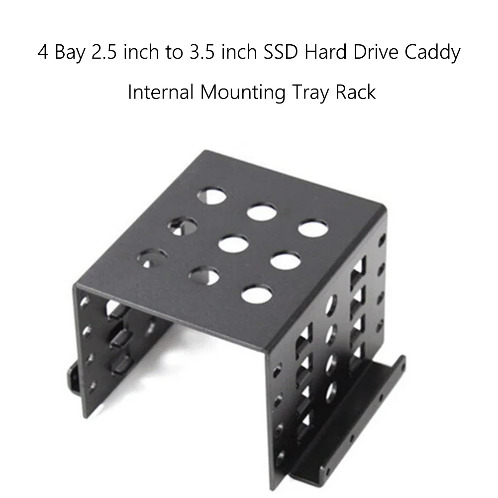 2.5 Inch to 3.5 Inch Hard Drive Caddy 4-Bay Internal Mounting Adapter Bracket Aluminum Alloy Mobile Holder
