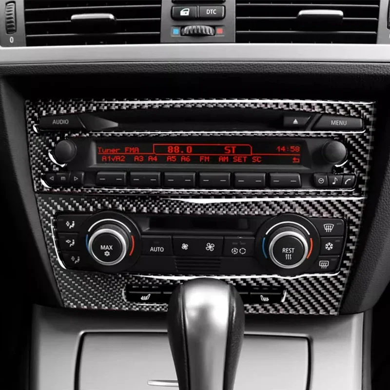 Carbon fiber Car Center Console Air conditioning CD Panel Cover Trim Frame Sticker Auto Accessories For BMW 3 Series E90 E92 E93