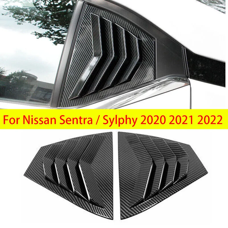 

Для Nissan Sentra / Sylphy 2020 2021 2022, автомобильные задние жалюзи, боковая крышка затвора, отделка, наклейка на вентиляционное отверстие, совок, ABS углеродное волокно