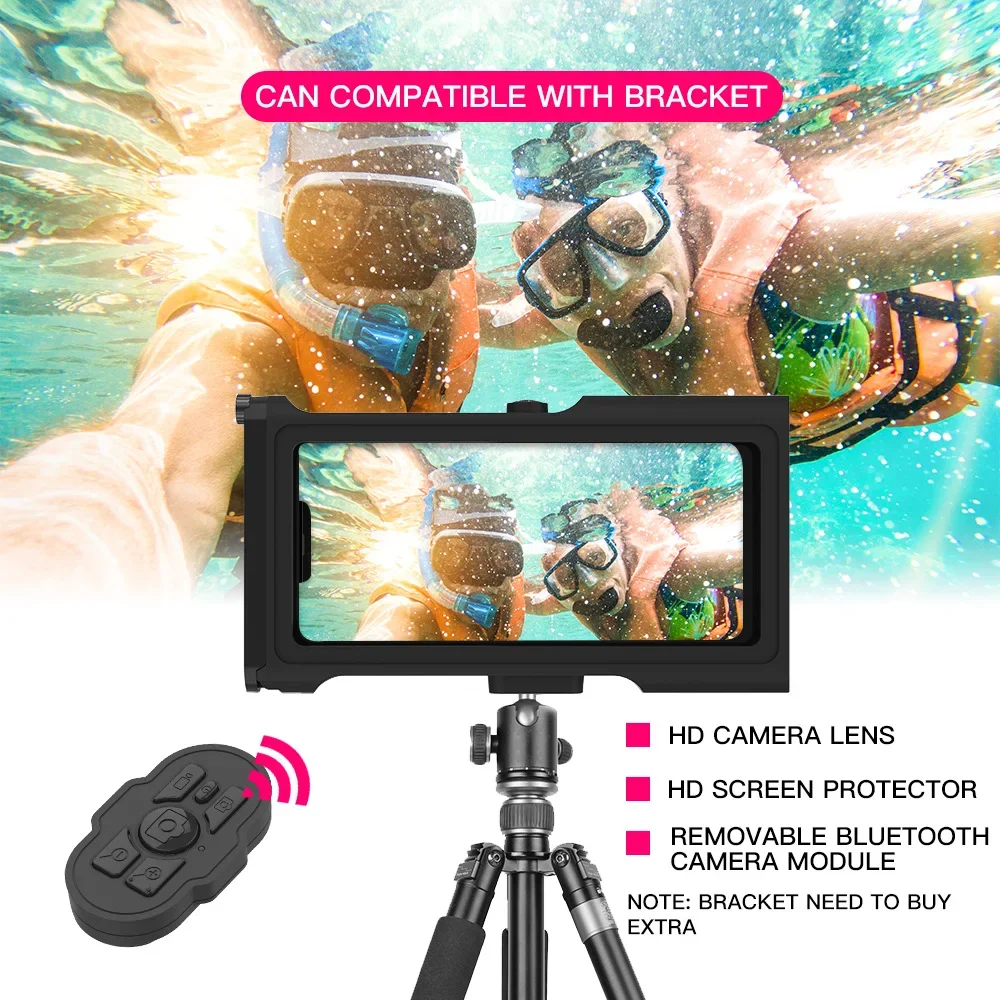 ShellBox 3rd Gen Waterproof Diving Case for Iphone with Bluetooth Shutter Grip 15 Meter Underwater 1/4 Screw Hole for Bracket