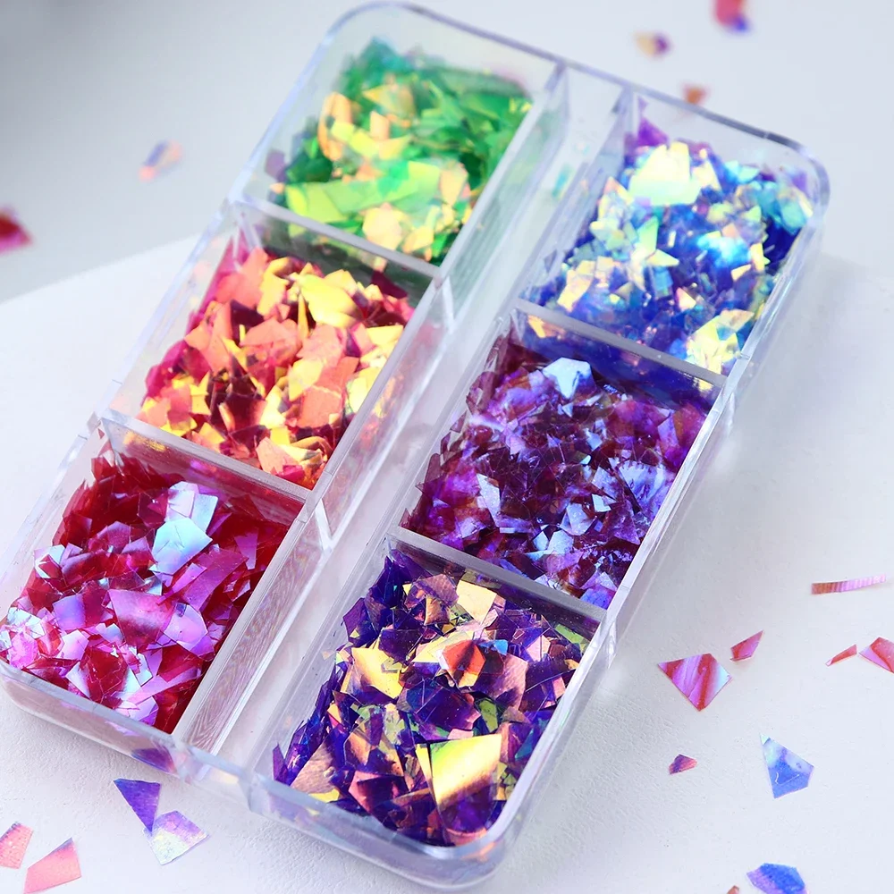 Sparkling Nail Art Glitter Film Irregularly Shaped Glass Paper Fingertip Decorative Sequins Nail Stylist  Supplies Accessories