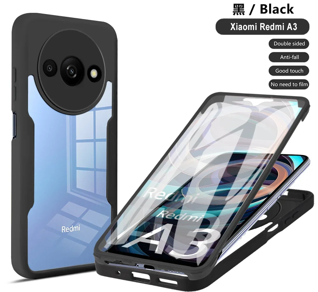 Phone Case 360&deg; Full Body Case for Xiaomi Redmi A3 Screen Protection Film Luxury Silicone Protection Hard Phone Cover