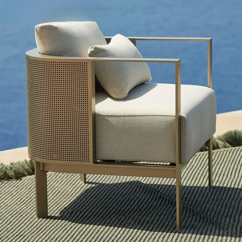 Outdoor Garden Sofa Chair Courtyard Waterproof Sun Protection Hotel Simple Casual Balcony Sofa Combination Custom Furniture WKGC