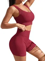 New Arrival Fashion Seamless  Exercise Body-Tight Quick Dry Moisture Absorption High Waist Hip Yoga Fitness Set for Women - Image 4