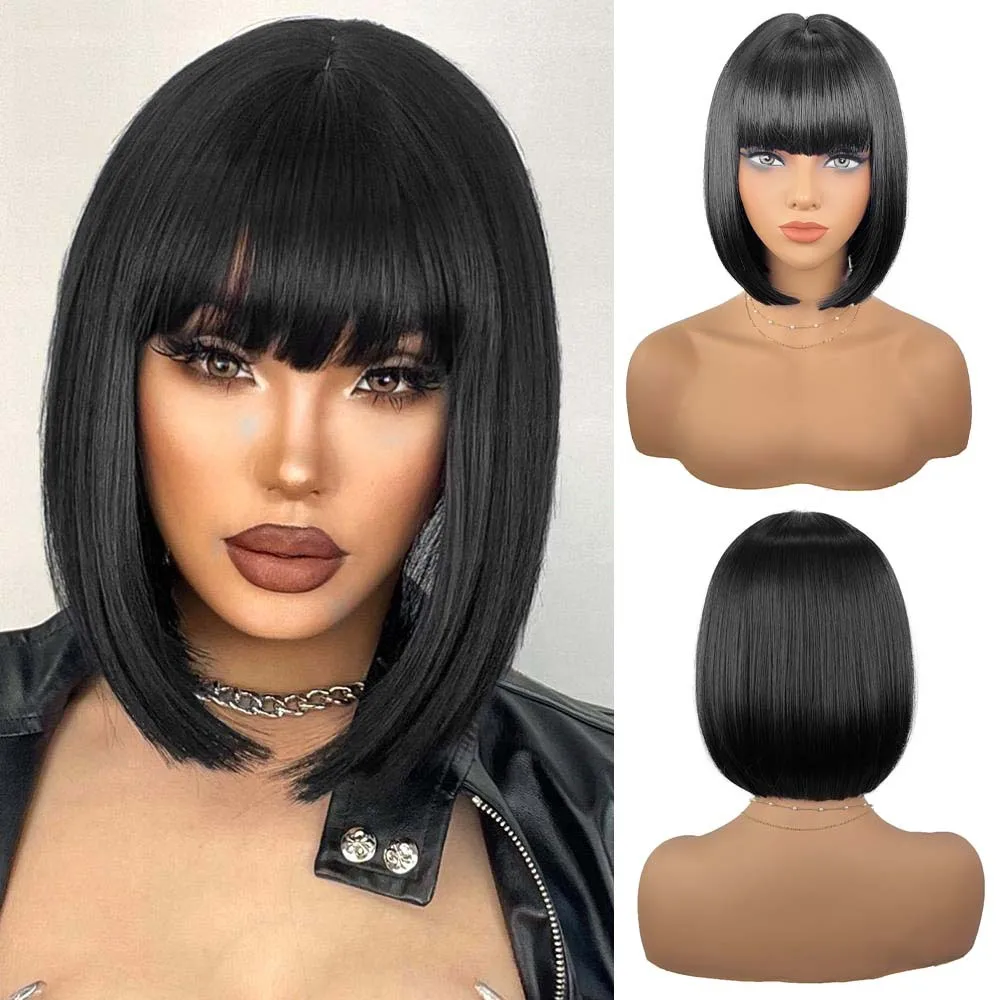 Rainbow Multi-Color Synthetic Wig for Daily Parties, Halloween Cosplay Wig, Bob Hairstyle Wig, Head Cover