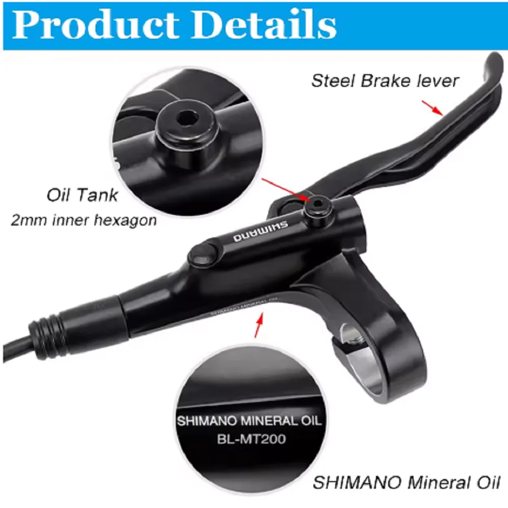 Original Shimano MT200 MT201 M315 MTB Mountain Bike Hydraulic Disc Brake 2 Piston 3 Finger Steel Lever BL-MT200 mountain bicycle disc brake