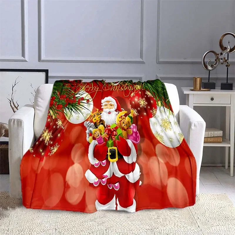 

Christmas Theme Flannel Throw Blanket Red Blanket Santa Claus Fashion Kids Adults New Year Gift Travel Camping Party Decoration