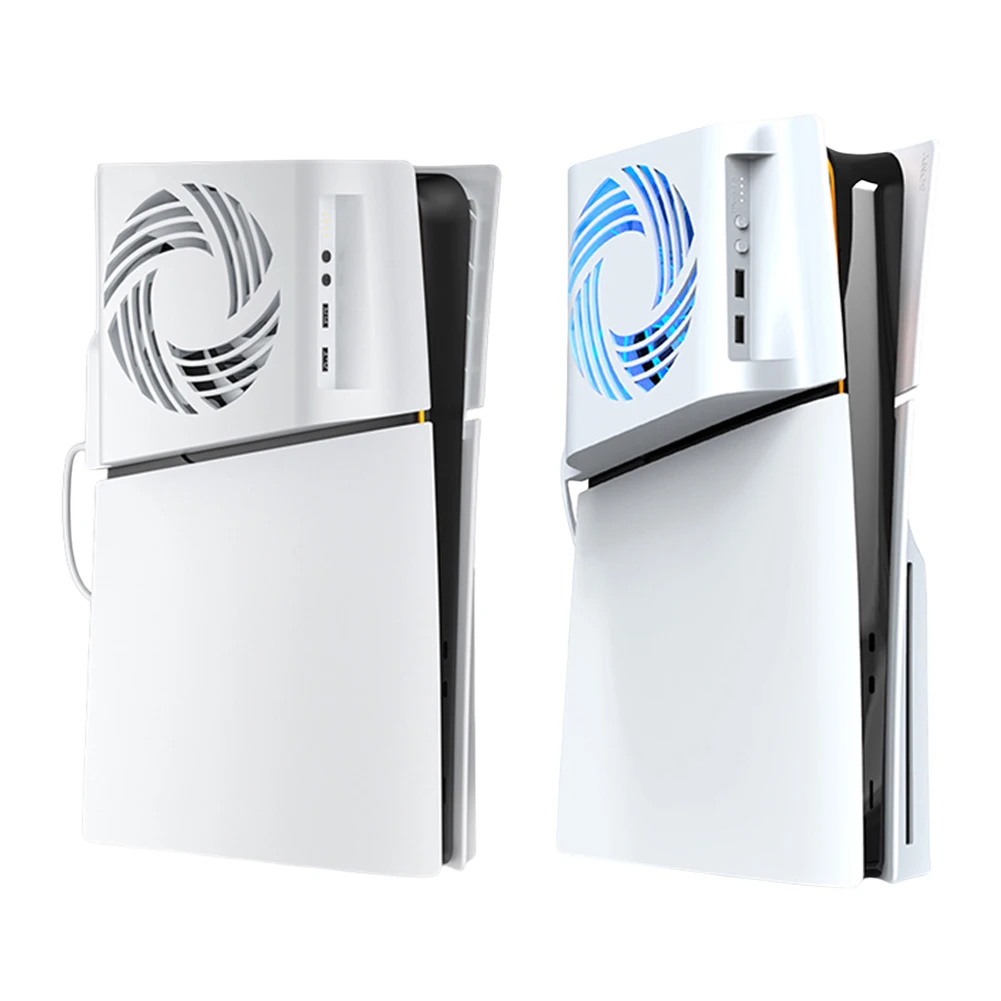 Cooling Fan with RGB Light Console Side Temperature Control Cooling Fan Side-Mounted for PlayStation 5 Slim Console