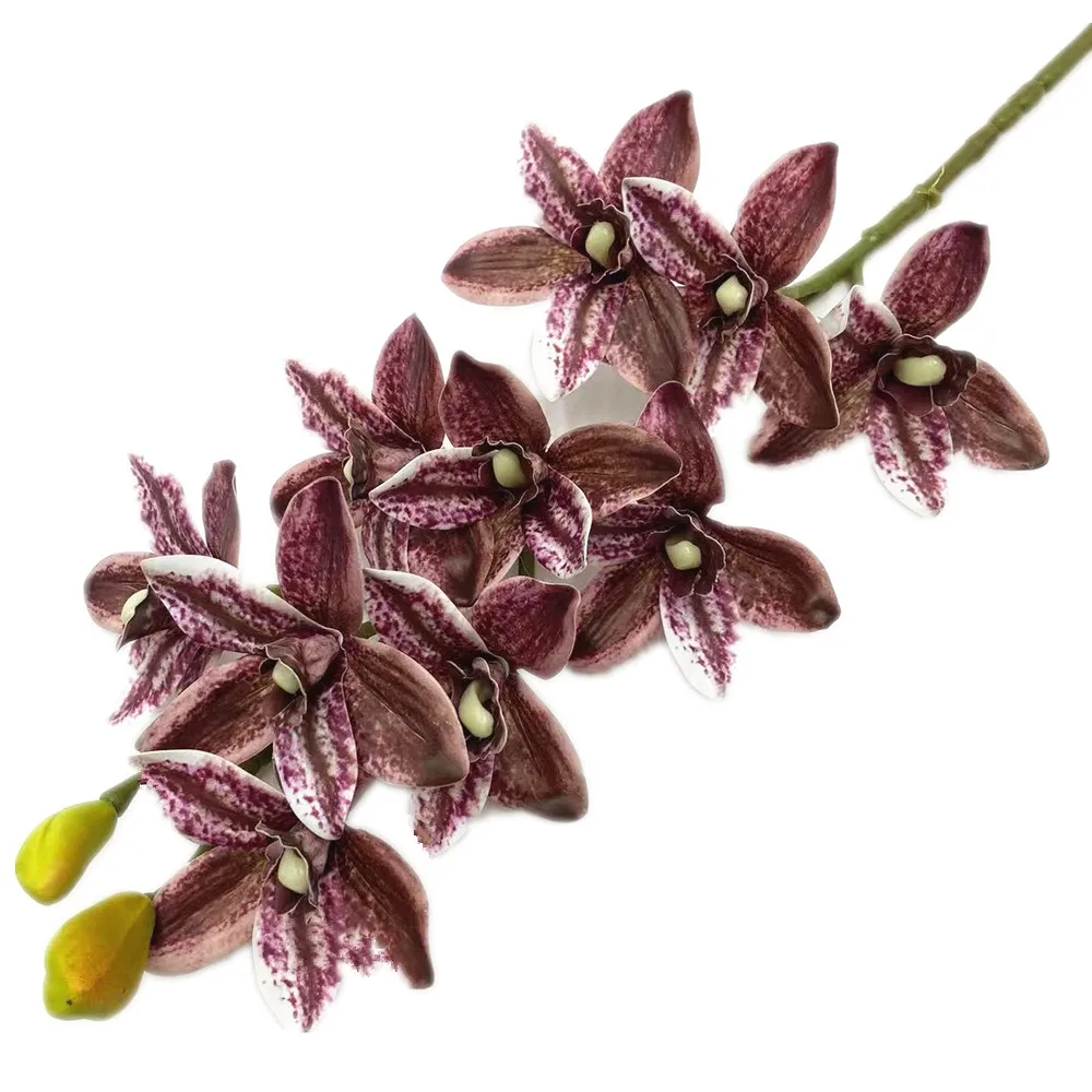 Artificial Red Phalaenopsis Orchid with Real Touch Cymbidium Tiger Accent