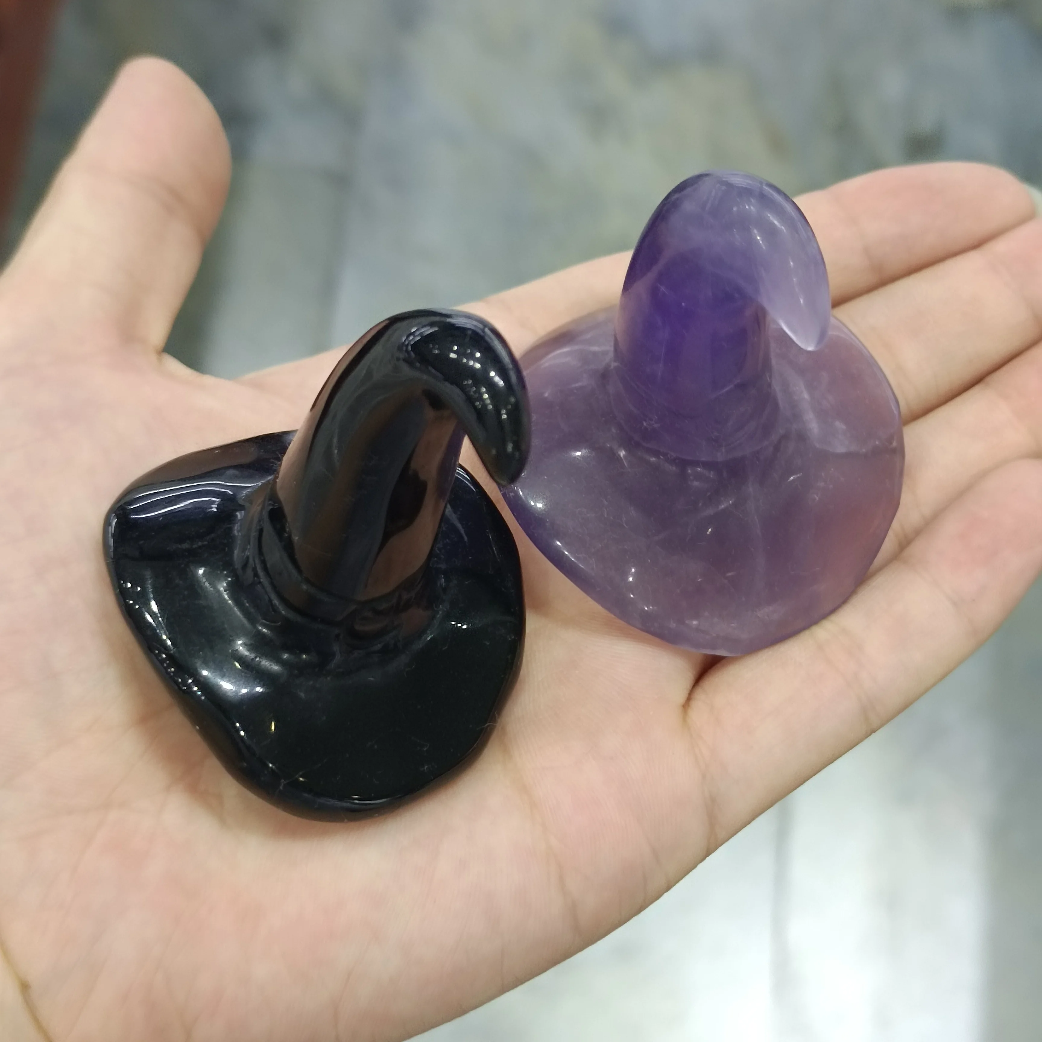 

5-6cm 1pc Natural Crystals Carving Wizard Hat Stone Fluorite Sculpture Healing Reiki Home Decor Craft Obsidian Statue Gift