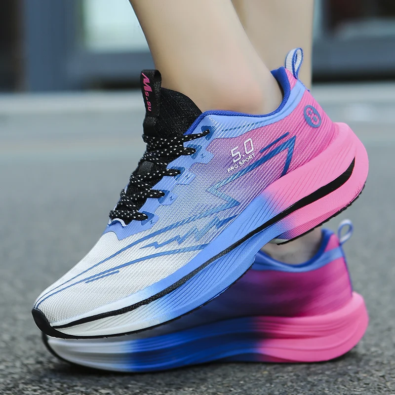 Men's Universal Lightweight Breathable Running Shoes - Full Carbon Plate Technology, Low-Top Mesh Design Suitable for Marathon, Sprint and Casual Wear - Spring and Summer Sneakers, Flexible Rubber Sole