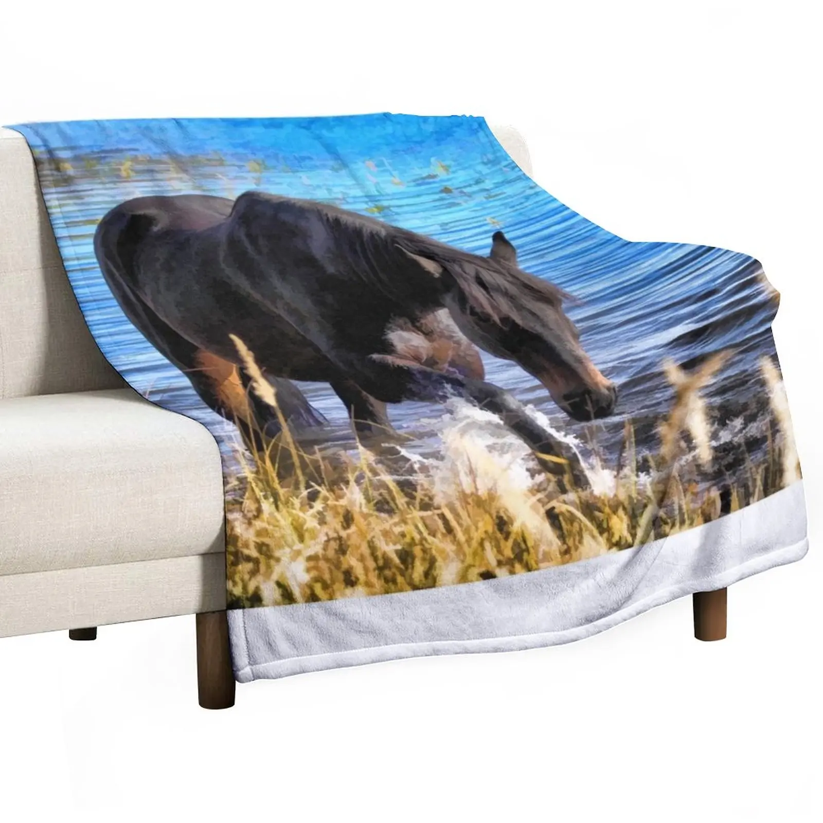 

Percheron Thoroughbred Horse Artwork Throw Blanket Tourist Blanket Flannel Blanket Blankets For Sofas