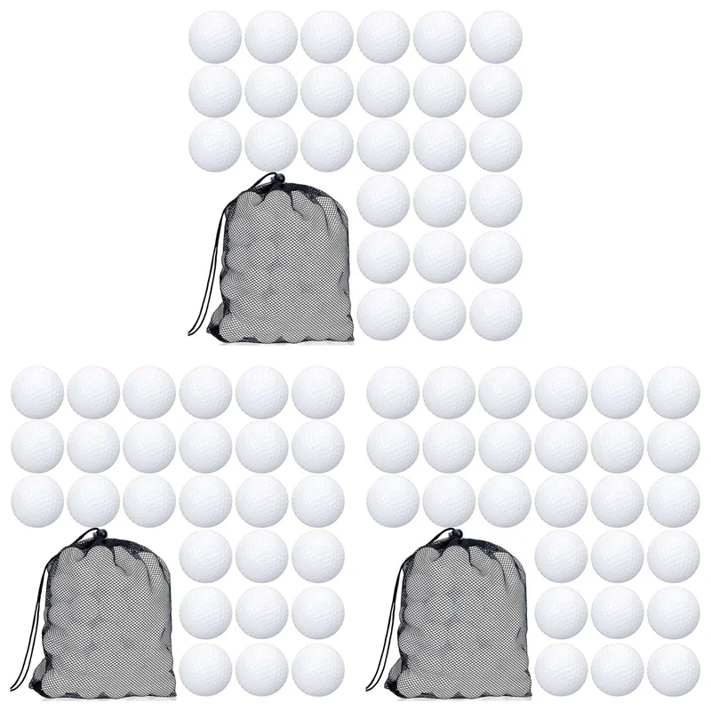 

New-300 Pcs Golf Practice Ball Hollow Golf Ball Training Golf Balls With Mesh Drawstring Storage Bags For Training