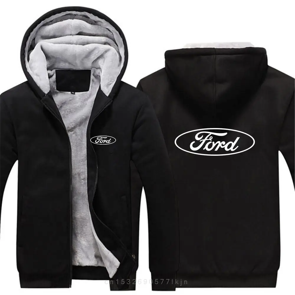 Sweatshirt Coat Pullover Tops Ford car logo 2022 Men's New Winter Long Sleeves Print Thicken Warmer Jacket Sport Hoodies Zipper 2