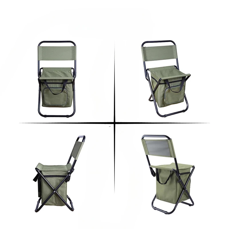 Heavy-Duty Foldable Camping Chair with 50L Cooler Compartment, Thermal Ice Fishing Seat, Durable Outdoor Stool with Carrying Bag