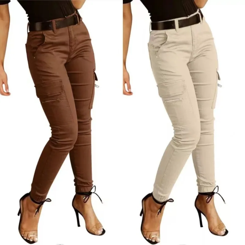 Spring Summer Streetwear Pants Solid Slim Cargo Pants Trousers Fashion Women Joggers Pantalon Mujer Pockets Clothes 26211