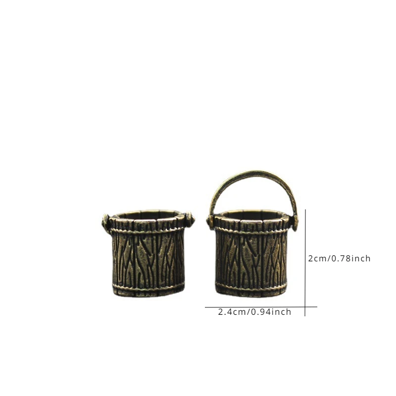 Brass Lucky Shaped Small Water Bucket for Men and Women Car Keychain Pendant Portable Accessories Copper Tabletop Ornaments