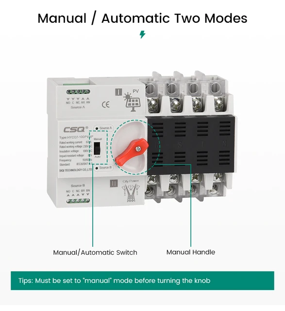 Csq hycq7 ats automatischer Umschalter Solar PV für Wechsel