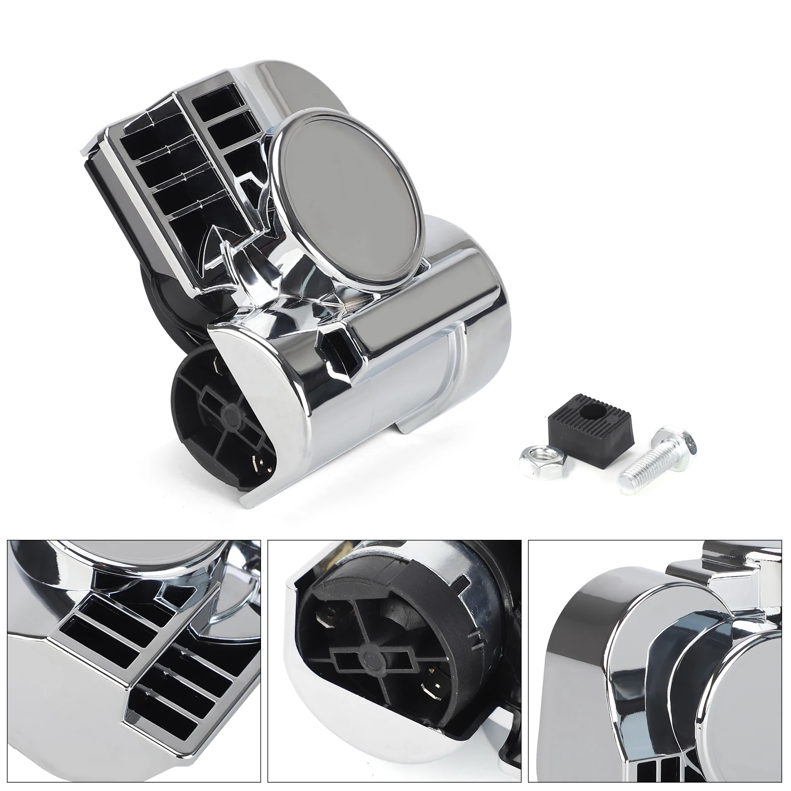 Universal 12V 150DB Horns Loud Powerful Dual-Tone Compact Electric Air Horn for Motorcycles Cars Boats ATV Chrome