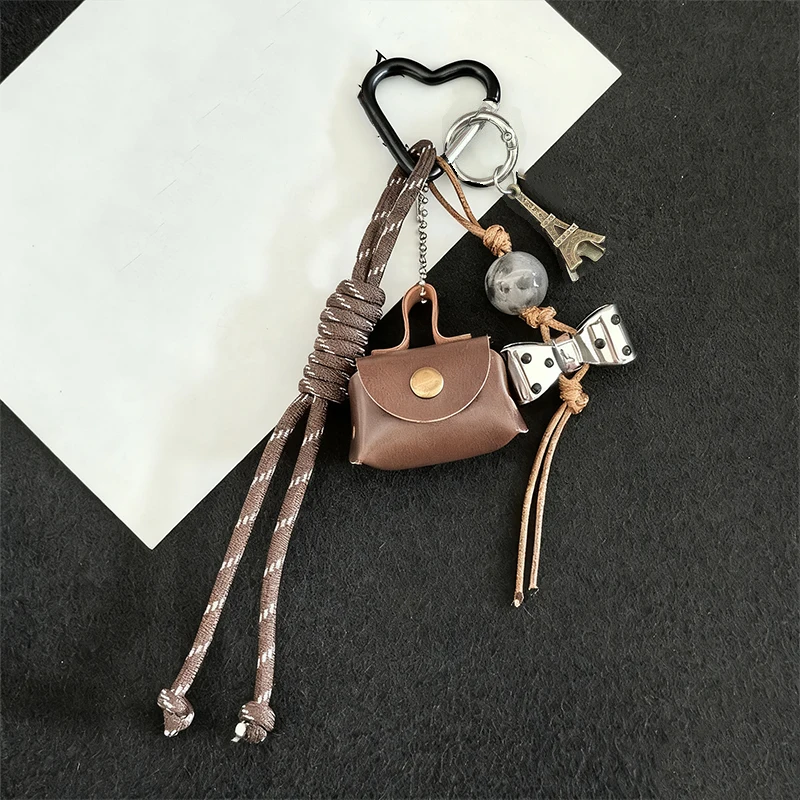 Leather Rope Luxury Bag Key Chain Coin Purse Exquisite Luxury Bag Lucky Pendant Cute Phone Decor Car Key Ring Bag Hanging