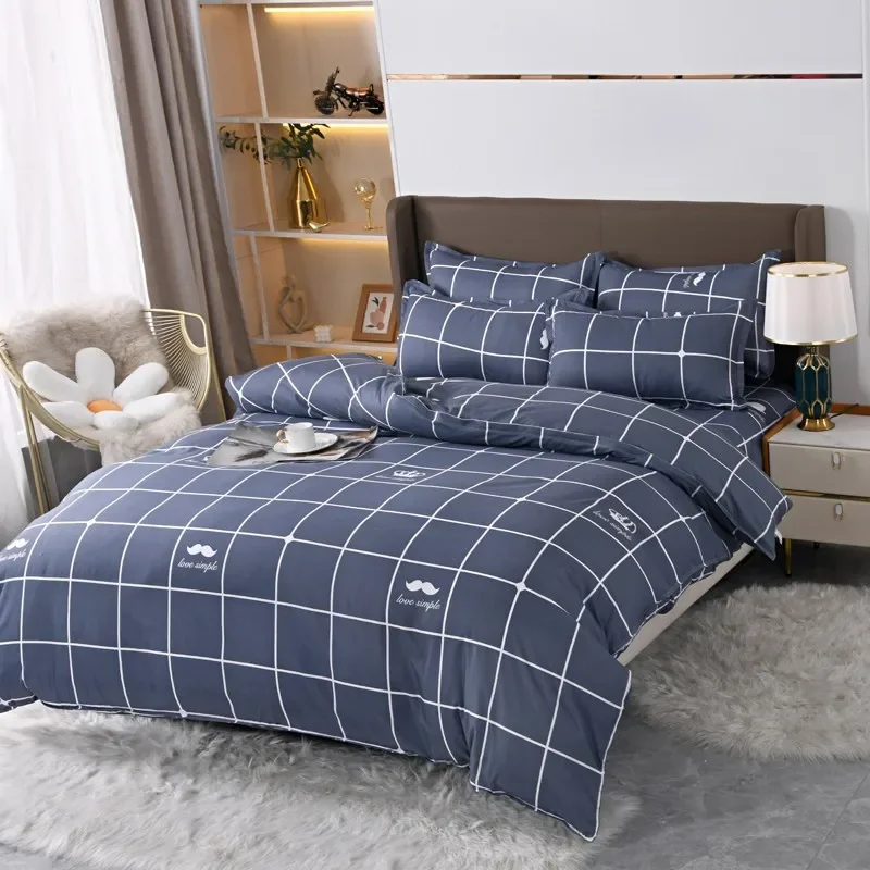 

Grid Geometry Duvet Cover Set King Queen Modern Reversible Checkered Plaid Bedding Set Polyester Quilt Cover with 2 Pillowcases