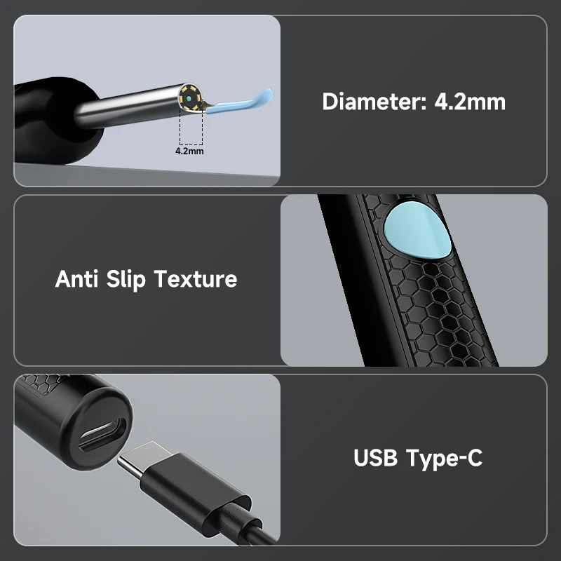 WiFi Connect Visual Otoscope Camera for with 6 LEDs 4.2mm Ultra Thin Otoscope Ear Wax Removal Tool with Waterproof 1080P Camera 5