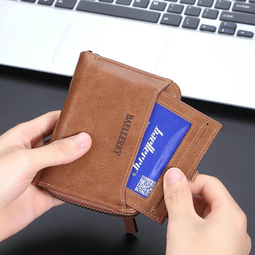 Wallet For Men Short Term Business Money Clip PU Leather Double Fold Pursey  Light Luxury Open Card Holders Billeteras De Hombre - AliExpress