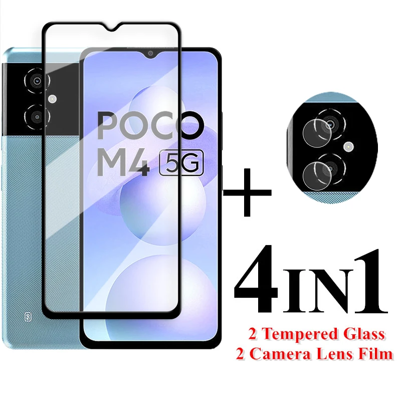

For POCO M4 5G Screen Protector 6.58 inch Full Cover Glass POCO M4 Tempered Glass For POCO M4 M3 X3 X4 Pro F3 F4 X4 GT Lens Film
