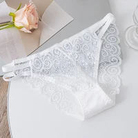 Culotte creuse en dentelle pour femmes, 1 pièce, en coton, respirant, confortable, Triangle, maille transparente, slip taille basse, sous-vêtements 3