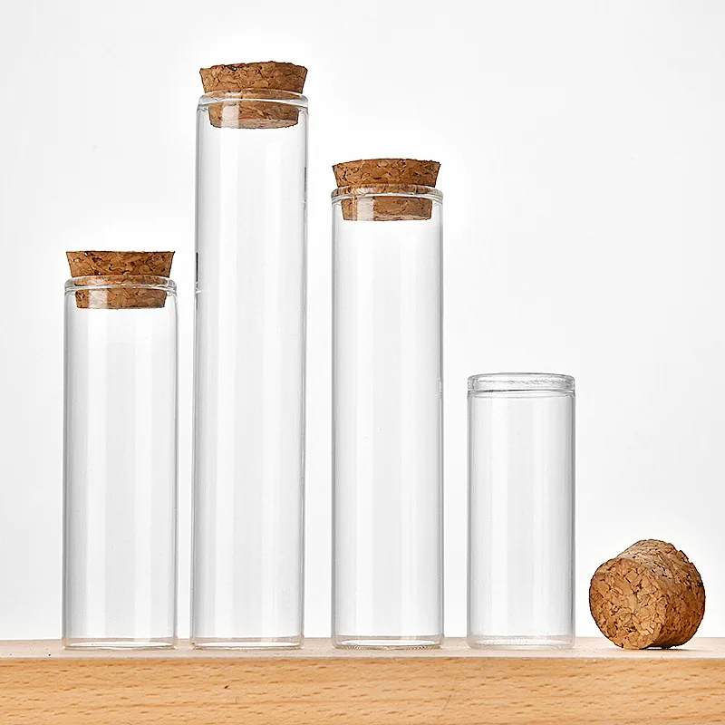5X 5/8/10/12/14/15/30/40/50/60ML Clear Test Tube Glass Bottles With Cork Stopper Empty Spice Bottles Jars DIY Craft Wed Vials 3