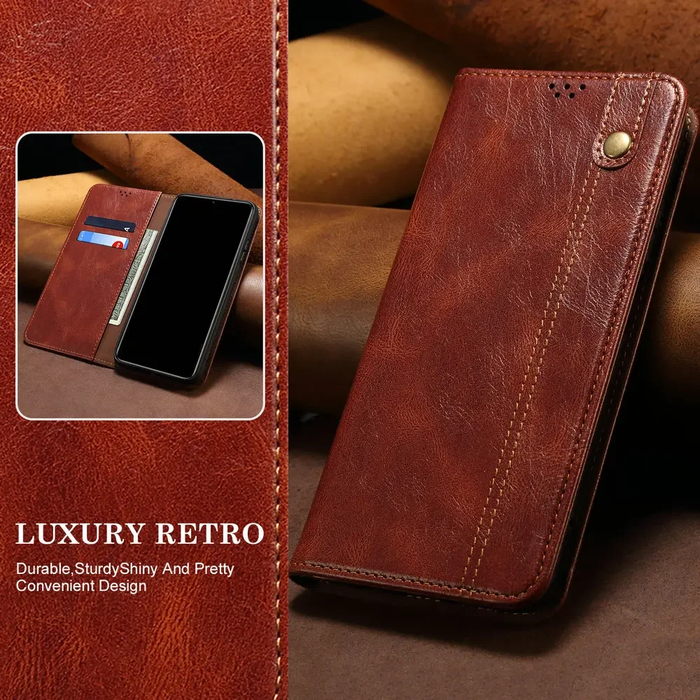 Magnetic Leather Flip Wallet Case