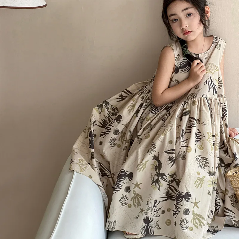 Summer Children Girls Princess Dress Retro Cotton Infant Babys Girls Floral Dress  Toddler Kid Girls Painting Sling Dress 2-10Y - AliExpress 1501