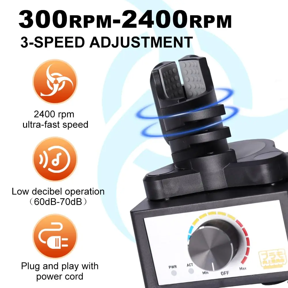 DIY/Gundam Model Paint Shaker, Hands-Free,300~2400rpm,Suitable 10-100ml,Three-Stage Speed,Paint Mix for Lab, Nail Polish
