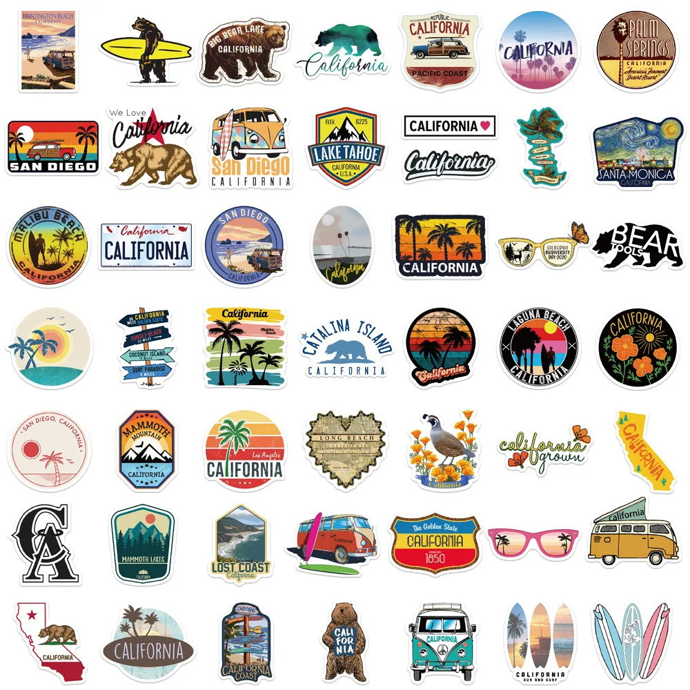 Graffiti Stickers 10/30/50Pcs California Stickers For Luggage Skateboard Phone Laptop Moto Bicycle Wall Guitar DIY Waterproof