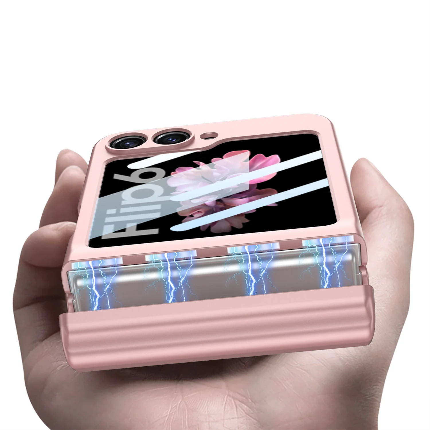 Luxury Magnetic Invisible Pen Slot Slim Matte Phone Case with Screen Film for Samsung Galaxy Z Flip