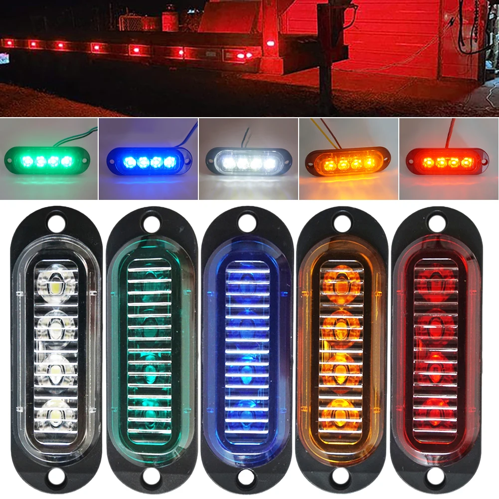 

10PCS 4LED Car LED Trailer Side Marker Light 12V-24V Indicator Light 90LM Warning Lamp Rear Light Waterproof Auto Accessories