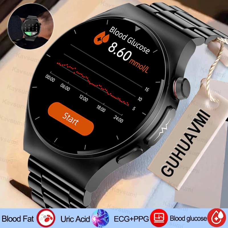 

For Huawei IOS New ECG+PPG Smartwatch Blood Sugar Blood lipids Blood Pressure Body Temperature Health Monitoring Smart Watch Men