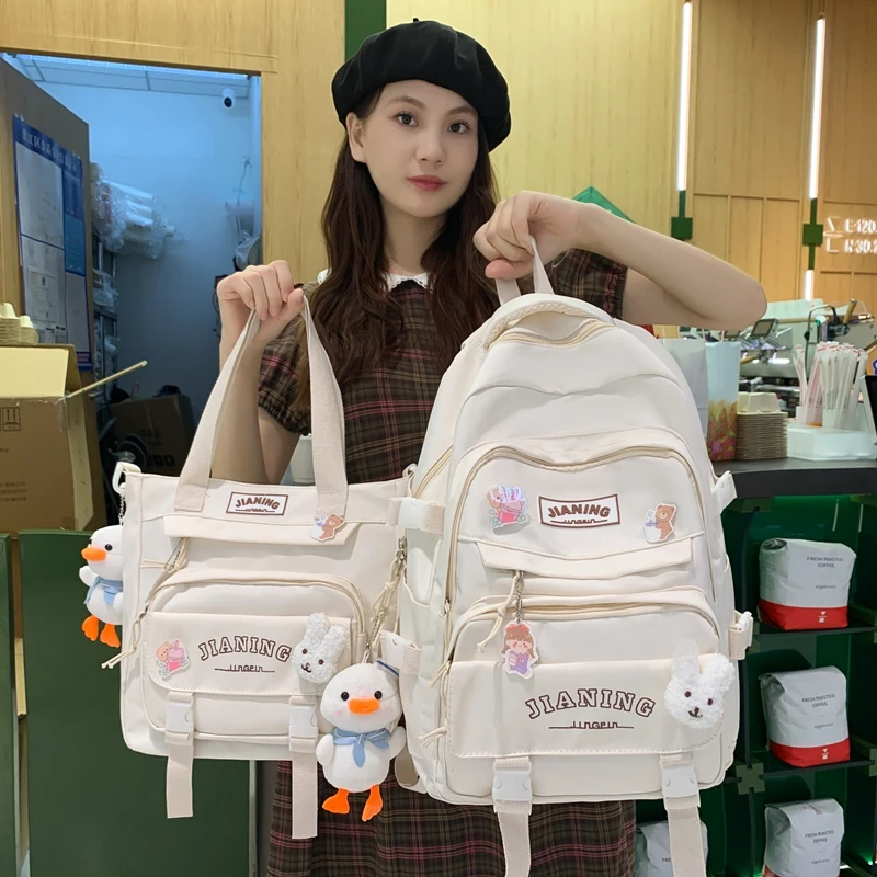 JOYPESSIE 여성용 방수 나일론 책가방, 배낭 학생 모칠라 세트, 10 대 숄더백, 귀여운 소녀 책가방, 핫 패션