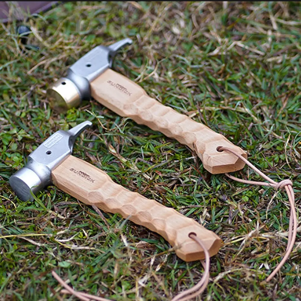 

Wooden Handle Outdoor Hiking Nail Puller Steel Tent Hammer Camping Hammer Tool Hammer