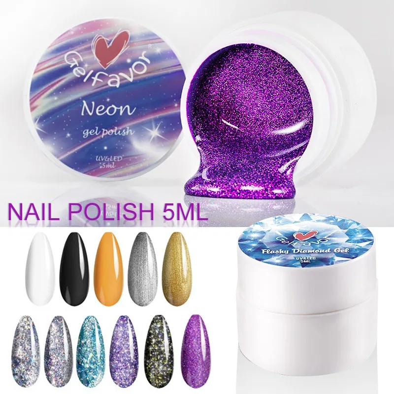 Professional Nail Gel Glitter Sequins Shiny UV Polish Extension Art 5ml Rainbow Hybrid Varnish Tips for nails | Красота и здоровье