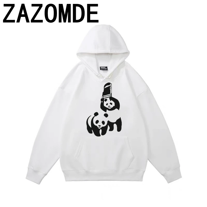 

ZAZOMDE Cartoon Panda Print Hoodies Autumn Winter Hip Hop Hooded Sweatshirts Men Loose Cotton Hoodies Casual Streetwear Clothes