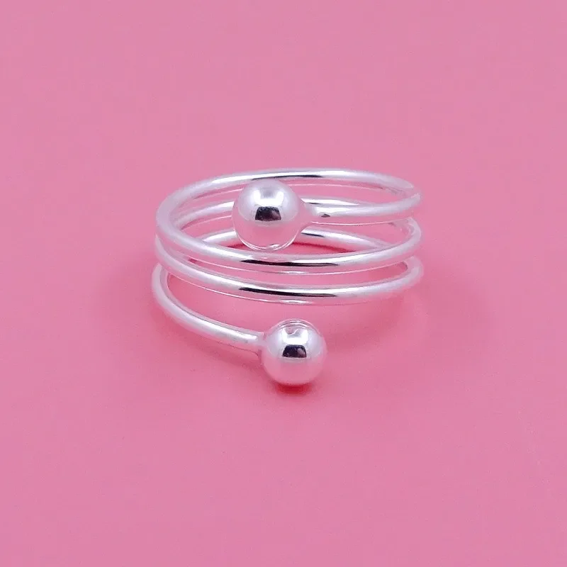 

New S925 Sterling Silver Personality Ring Female Transfer Bead Ring Opening Adjustment Fashion Personality Ladies Ring