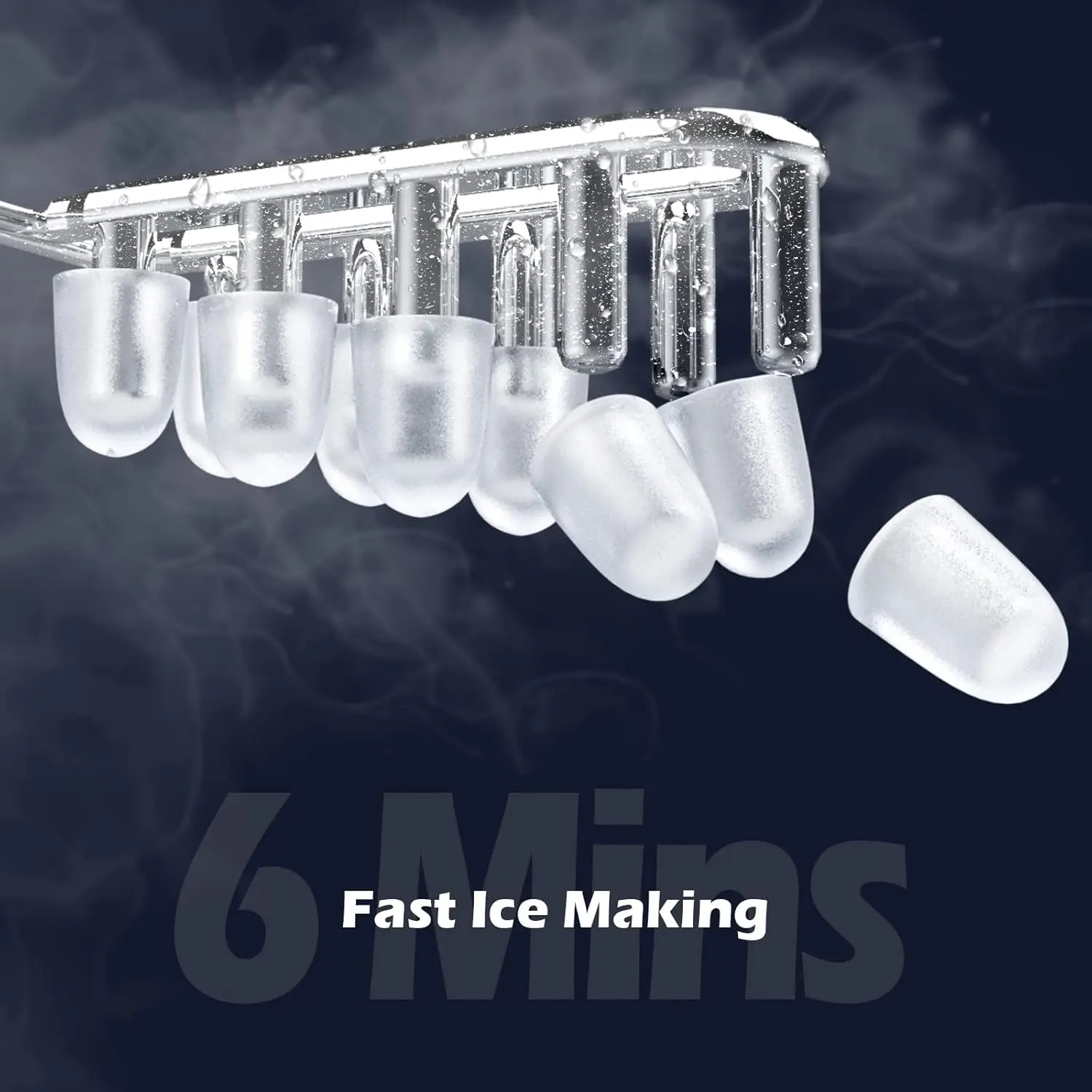 Countertop Ice Maker, Portable Maker Machine with Carry Handle, Self-Cleaning Ice Makers, 9 Bullet in 6 Mins 26.5Lbs/24H