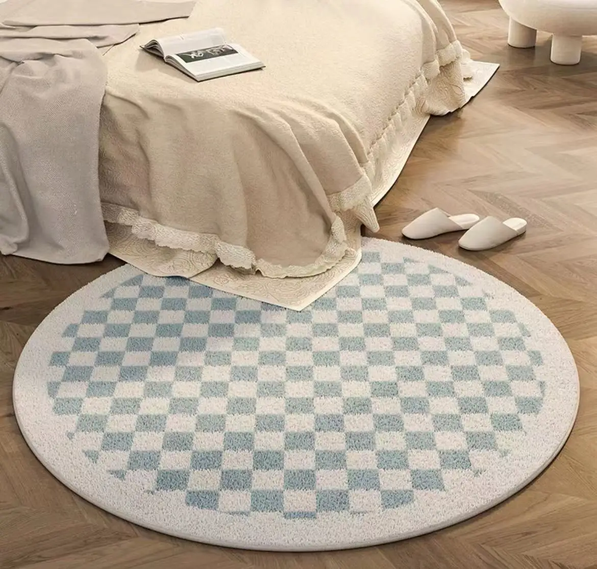 Modern Minimalist Carpets for Living Room Large Area Bedroom Decor Plush Carpet Home Plaid Round Floor Mat Thicken Lounge Rug 3