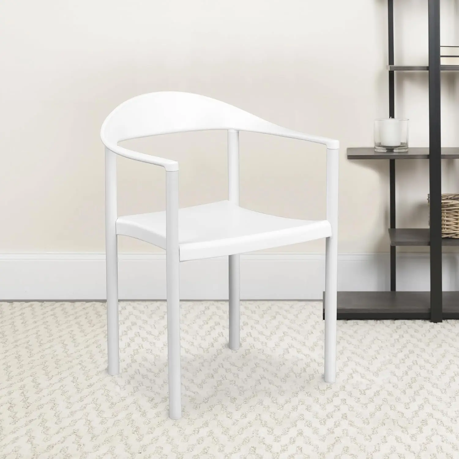 HERCULES Series 1000 lb. Capacity White Plastic Cafe Stack Chair
