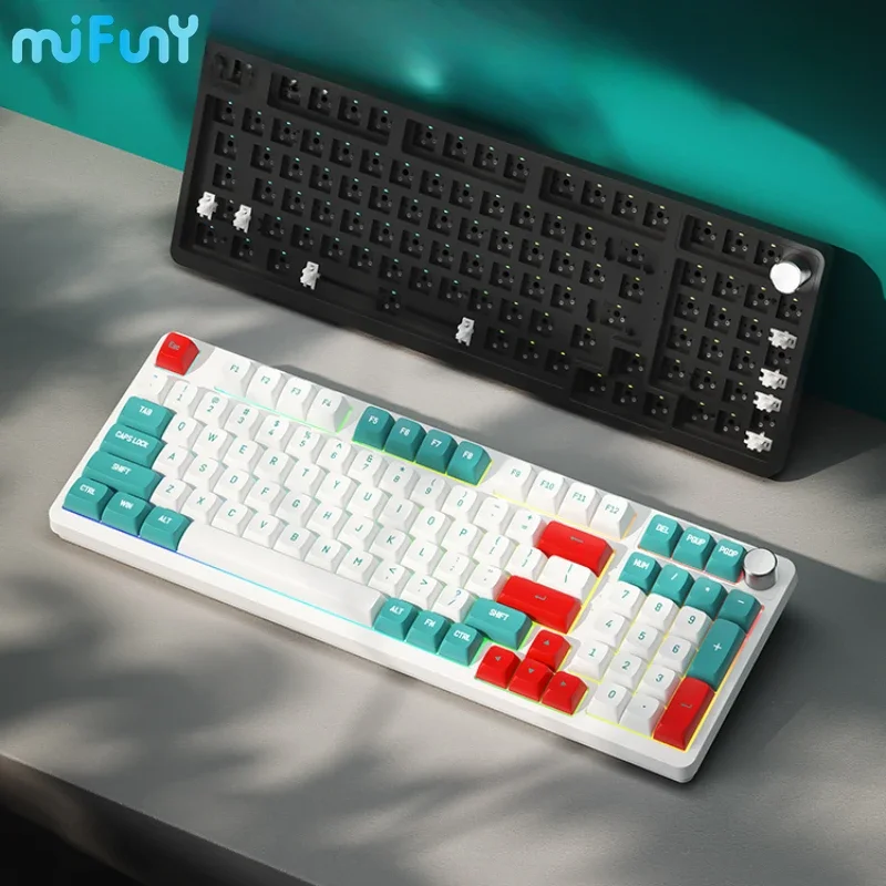 

MiFuny C98 Mechanical Keyboards Backlit Wired Keyboard 98 Keys Tri Mode Hot Swap Keyboard Colorful Mute Mechanical Keyboard Gift