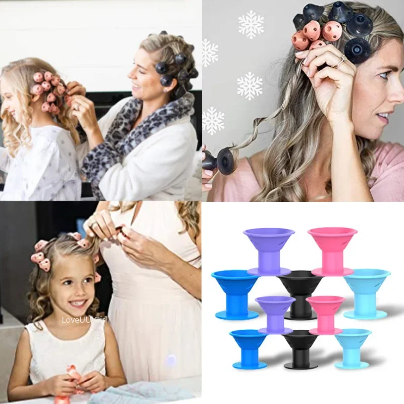 10Pcs Soft Rubber Silicone Heatless Twist Hair Rollers Clips No Heat Hair Curls DIY Styling Tools for Girl hair styling tool hair curling tools